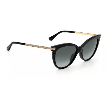 JIMMY CHOO AXELLEGS8079O Moteriški drugelio katės akies formos akiniai nuo saulės - Juodas rėmelis, gradientiniai pilki lęšiai 56/16/145 mm