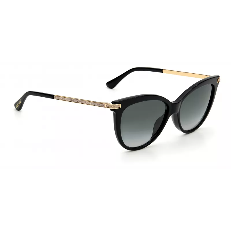 JIMMY CHOO AXELLEGS8079O Moteriški drugelio katės akies formos akiniai nuo saulės - Juodas rėmelis, gradientiniai pilki lęšiai 56/16/145 mm