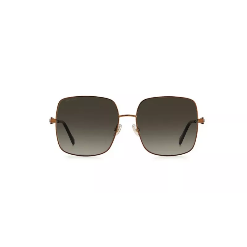 JIMMY CHOO LILI-S-J7D Moteriški drugelio/katės akies formos akiniai nuo saulės, auksinis metalinis rėmelis, rudi gradientiniai lęšiai, 58 mm