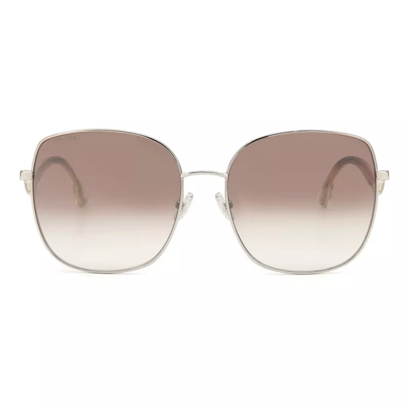JIMMY CHOO Mamie-S 3YG Moteriški drugelio formos akiniai nuo saulės, auksinio atspalvio metalinis rėmelis, rudi gradientiniai lęšiai, 60/17/145 mm