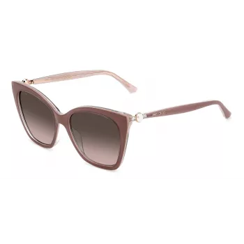 JIMMY CHOO Moteriški katės akies akiniai nuo saulės RUA-G-S-Y9A Havana Acetate Rudi Gradientiniai Lęšiai 56/18/145 mm