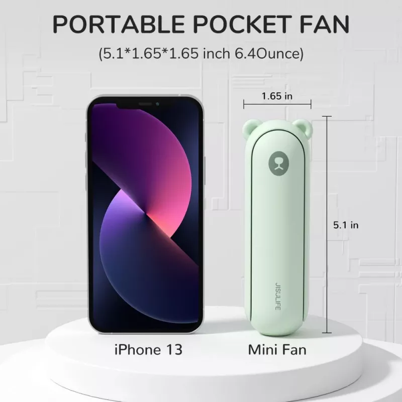 JISULIFE rankinis ventiliatorius 8 Plus 5000mAh USB-C įkraunamas nešiojamas ventiliatorius su power bank ir LED ekranu – žalias