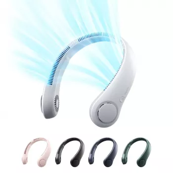 JISULIFE Neck Fan 3 pilka - Nešiojamas beašmenis ventiliatorius su 4000mAh baterija, 5 greičiais, USB-C