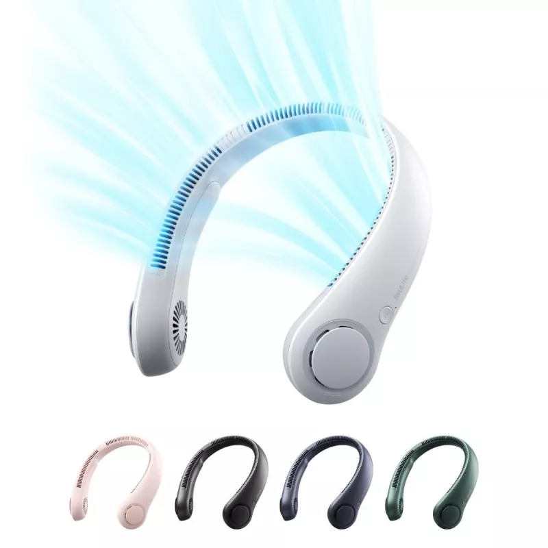 JISULIFE Neck Fan 3 pilka - Nešiojamas beašmenis ventiliatorius su 4000mAh baterija, 5 greičiais, USB-C