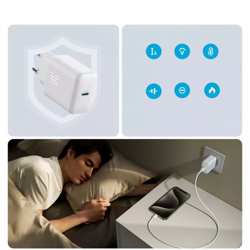 JOYROOM 10000mAh 22.5W USB-C Power Bank su įmontuotu kabeliu