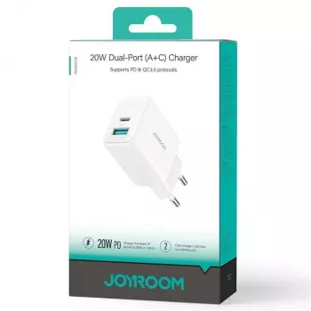 Joyroom 20W Dual-Port (USB-A + USB-C) Charger EU Plug White