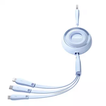 JOYROOM 3-in-1 Colorful USB į USB-C/Lightning/Micro USB laidas 3.5A, 1m (mėlyna)