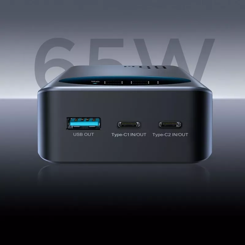 JOYROOM 30000mAh 65W Power Bank su skaitmeniniu ekranu (JR-PBF05) - Juoda