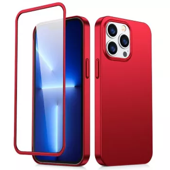 Joyroom 360 Full Case priekinis ir galinis dangtelis, skirtas iPhone 13 Pro Max + grūdinto stiklo ekrano apsauga, raudona (JR-BP928 Red)