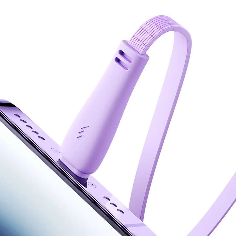 JOYROOM 3in1 Spalvingas USB į USB-C/Lightning/Micro USB laidas 3.5A, 1m (Violetinė)