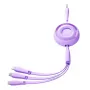 JOYROOM 3in1 Spalvingas USB į USB-C/Lightning/Micro USB laidas 3.5A, 1m (Violetinė)