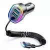 Joyroom 4-in-1 Fast Car Charger PD QC3.0 AFC FCP su 1.6m 57W Lightning kabeliu, juodas