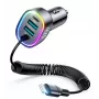 Joyroom 4-in-1 Fast Car Charger PD QC3.0 AFC FCP su 1.6m 57W Lightning kabeliu, juodas