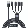 Joyroom 4-in-1 USB-A į 2x Lightning / USB-C / Micro USB įkrovimo laidas, 3,5A, 1,2 m, juodas (A18 serija)