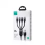 Joyroom 4-in-1 USB-A į 2x Lightning / USB-C / Micro USB įkrovimo laidas, 3,5A, 1,2 m, juodas (A18 serija)