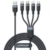 Joyroom 4-in-1 USB - Lightning/ Type-C/ Type-C/ Micro USB kabelis Multi-Color Series A18, 3,5A, 1,2m, juodas (S-1T4018A18c)