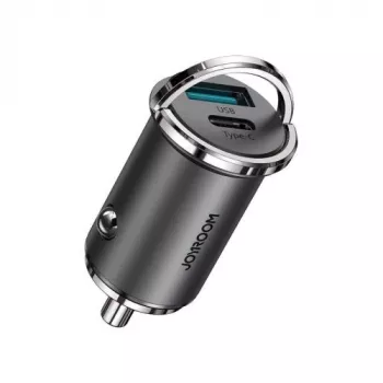 JOYROOM 45W USB automobilinis įkroviklis su USB-C ir USB-A, Power Delivery, Quick Charge 3.0, AFC, SCP, pilkas (C-A35)