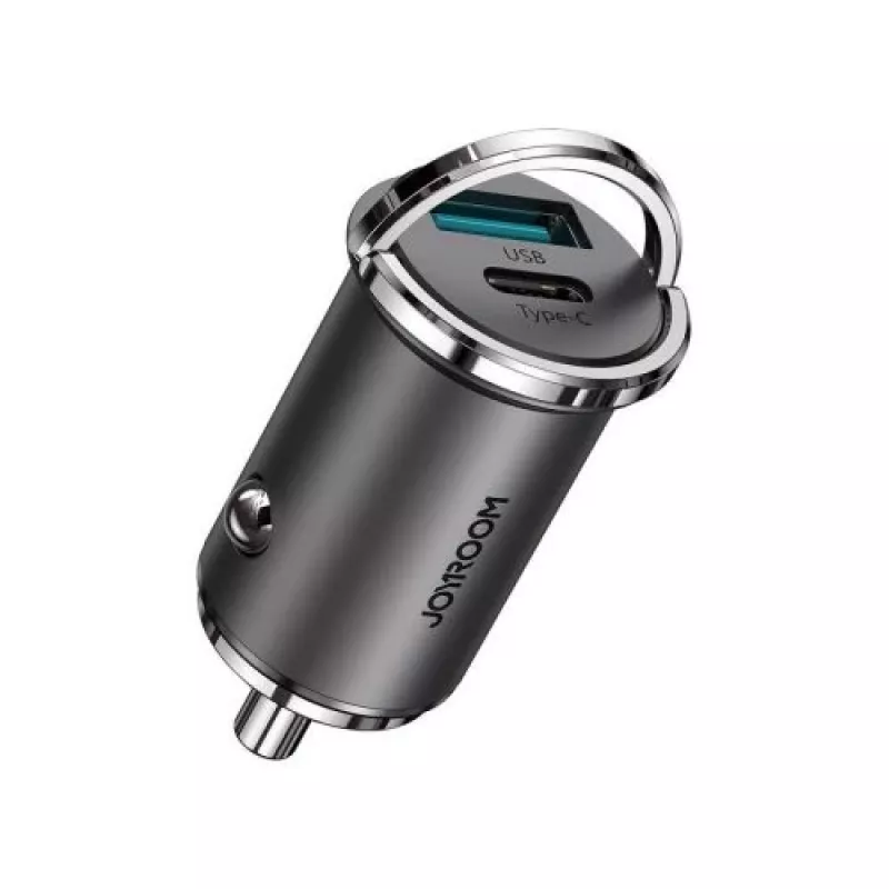 JOYROOM 45W USB automobilinis įkroviklis su USB-C ir USB-A, Power Delivery, Quick Charge 3.0, AFC, SCP, pilkas (C-A35)