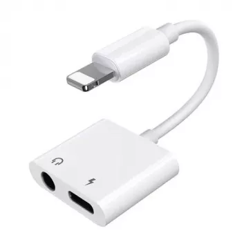 Joyroom Adapter Lightning į Lightning/3,5mm Mini Jack, 0,12m, Baltas (S-Y104)