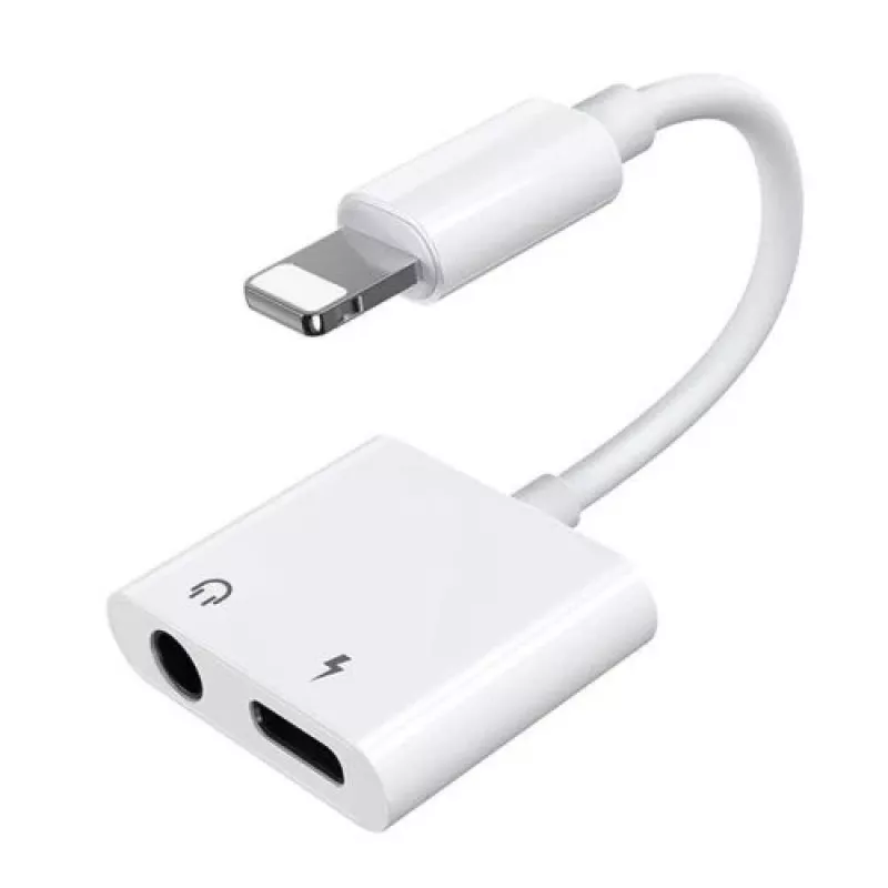 Joyroom Adapter Lightning į Lightning/3,5mm Mini Jack, 0,12m, Baltas (S-Y104)