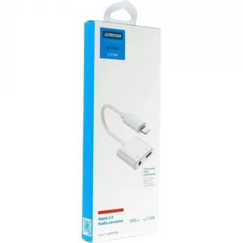 Joyroom Adapter Lightning į Lightning/3,5mm Mini Jack, 0,12m, Baltas (S-Y104)