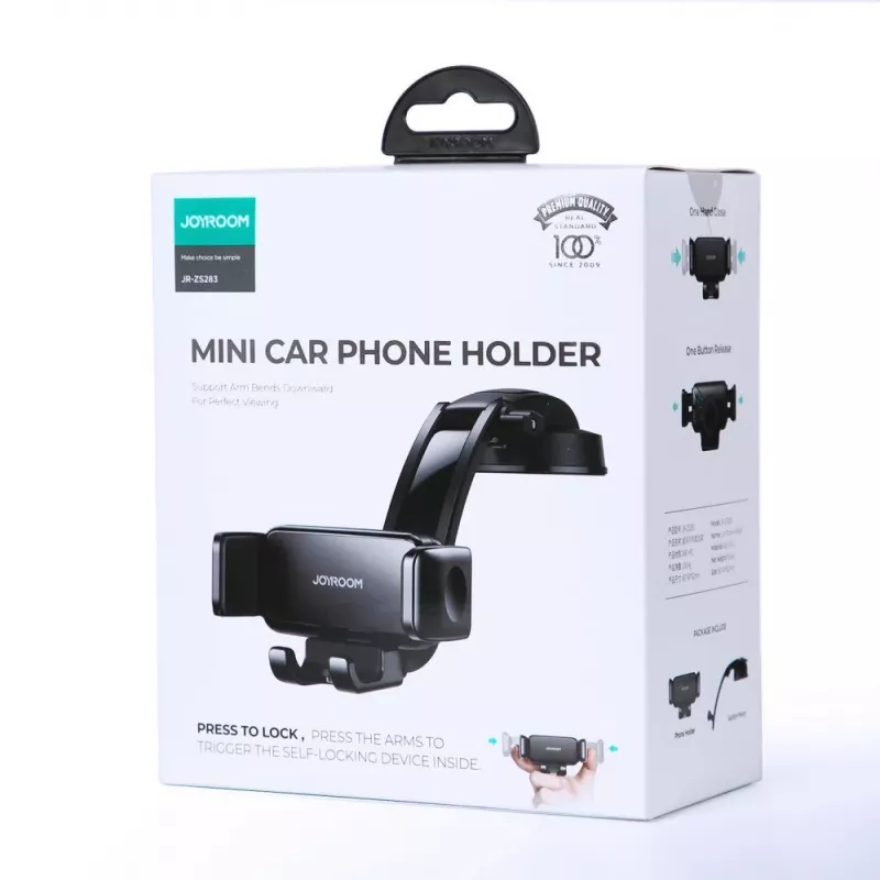 Joyroom automobilinis telefono laikiklis ant prietaisų skydelio - universalus stovas su siurbtuku 4,7-7,2 col. išmaniesiems telefonams