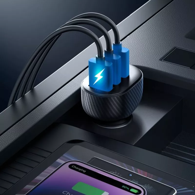 Joyroom JR-CCD03 automobilinis įkroviklis su skaitmeniniu ekranu, 3x USB-A, 17W, 3.4A, juodas