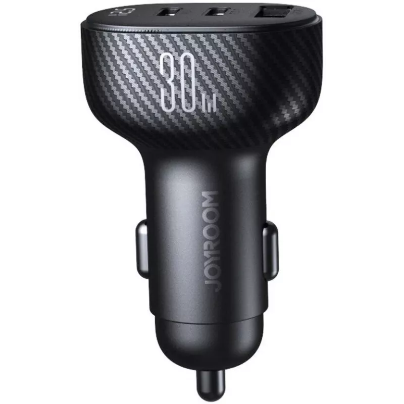 Joyroom JR-CCD04 Automobilinis įkroviklis 30W 2x USB-C USB-A su skaitmeniniu ekranu - Juodas