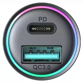 JOYROOM JR-CCN04 Mini automobilinis įkroviklis 60W USB-C PD 3.0 & USB-A QC 3.0, juodas