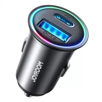 JOYROOM JR-CCN04 Mini automobilinis įkroviklis 60W USB-C PD 3.0 & USB-A QC 3.0, juodas