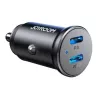 Joyroom JR-CCN06 Mini automobilinis įkroviklis 30W 2x USB-C Metal Black