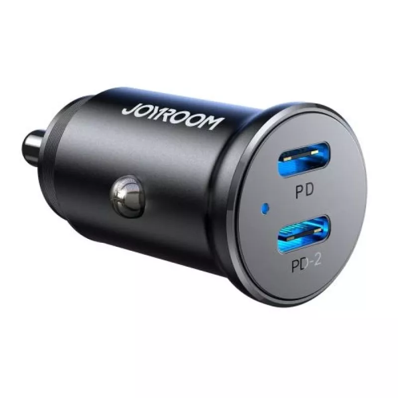 Joyroom JR-CCN06 Mini automobilinis įkroviklis 30W 2x USB-C Metal Black