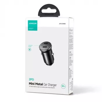 Joyroom JR-CCN06 Mini automobilinis įkroviklis 30W 2x USB-C Metal Black