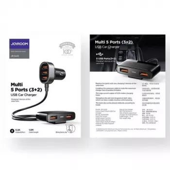 Joyroom JR-CL03 5-in-1 automobilinis įkroviklis, 31W, 5 USB-A prievadai, juodas