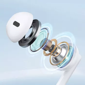 Joyroom JR-EW01 Į ausį įdedamos laidinės ausinės su mini lizdu ir nuotolinio valdymo pulteliu - balta