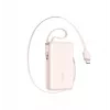 Joyroom JR-PR2L Power Bank 10000 mAh 35W su skaitmeniniu ekranu, įmontuotu ištraukiamu 2x Type-C laidu su dirželiu (0,7 m) Rožinė