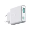 JOYROOM JR-TCF14-WHT 20W PD 3.0 ir QC 3.0 dviejų prievadų USB sieninis įkroviklis - baltas