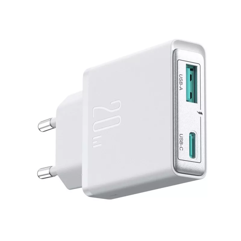 JOYROOM JR-TCF14-WHT 20W PD 3.0 ir QC 3.0 dviejų prievadų USB sieninis įkroviklis - baltas