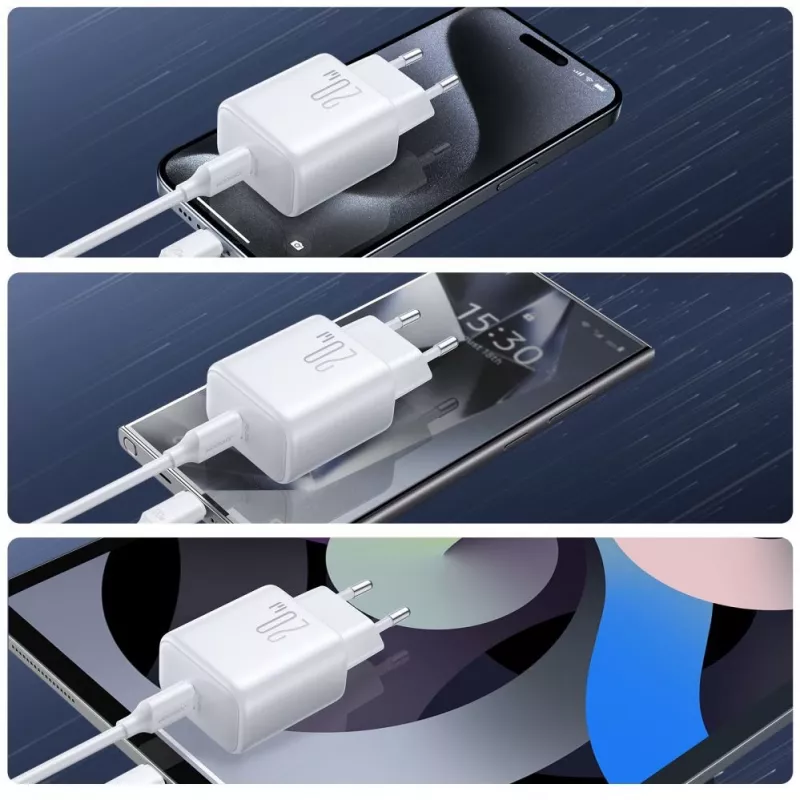 JOYROOM JR-TCF20 20W USB-C sieninis įkroviklis su USB-C į USB-C kabeliu (1m)
