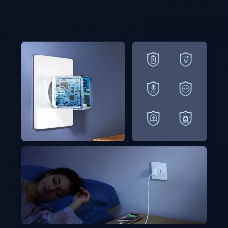 JOYROOM JR-TCF20 20W USB-C sieninis įkroviklis su USB-C į USB-C kabeliu (1m)