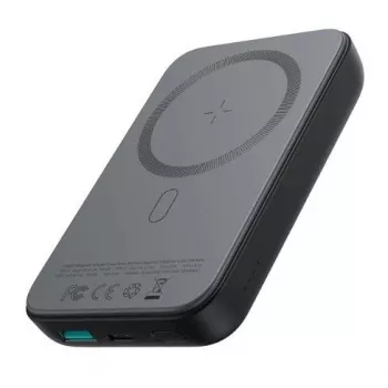 Joyroom JR-W020 20W Mini belaidis magnetinis power bank 10000mAh juodas su USB į Type-C 0,25m laidu
