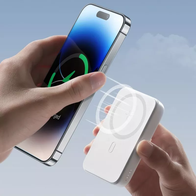 Joyroom JR-W020 20W Mini Magnetinis Belaidis Power Bank 10000mAh Baltas su USB į Type-C 0.25m laidu