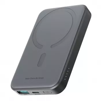 JOYROOM JR-W020 Mini Power Bank 5000mAh 20W USB-A USB-C belaidis įkrovimas - Juoda + USB-C laidas