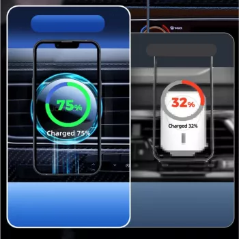 JOYROOM JR-ZS291 Automobilinis telefono laikiklis su 15W Qi belaidžiu įkrovikliu, suderinamas su MagSafe, tvirtinamas prie ventiliacijos angos, juodas
