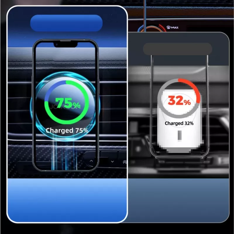 JOYROOM JR-ZS291 Automobilinis telefono laikiklis su 15W Qi belaidžiu įkrovikliu, suderinamas su MagSafe, tvirtinamas prie ventiliacijos angos, juodas