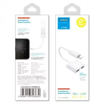 Joyroom Lightning į 2x Lightning garso ir įkrovimo skirstytuvas baltas (S-Y104)