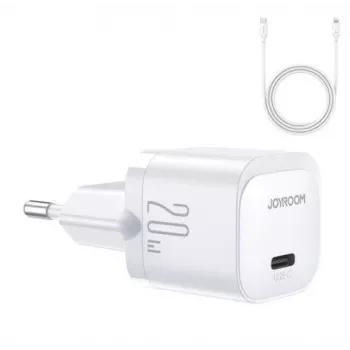 Joyroom Mini USB-C Charger 20W PD su USB-C į Lightning kabeliu - Baltas JR-TCF02