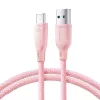 Joyroom Multi-Color Series USB-A į USB-C greito įkrovimo ir duomenų kabelis, 100W, 1m, rožinis (S-A34)