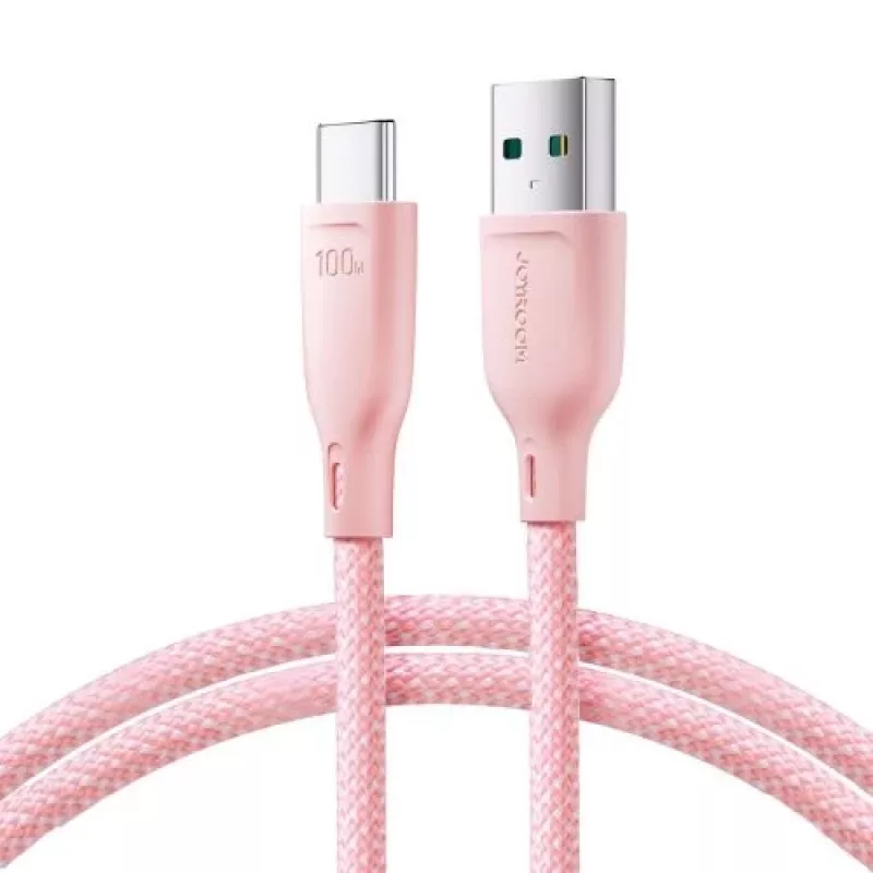 Joyroom Multi-Color Series USB-A į USB-C greito įkrovimo ir duomenų kabelis, 100W, 1m, rožinis (S-A34)