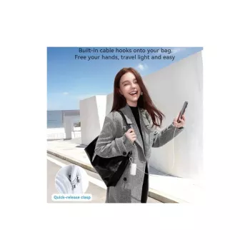 Joyroom Power Bank su skaitmeniniu ekranu, 10000 mAh, 35W PD, įmontuoti ištraukiami 2x Type-C laidai (0,7 m), mėlyna (JR-PR2L)